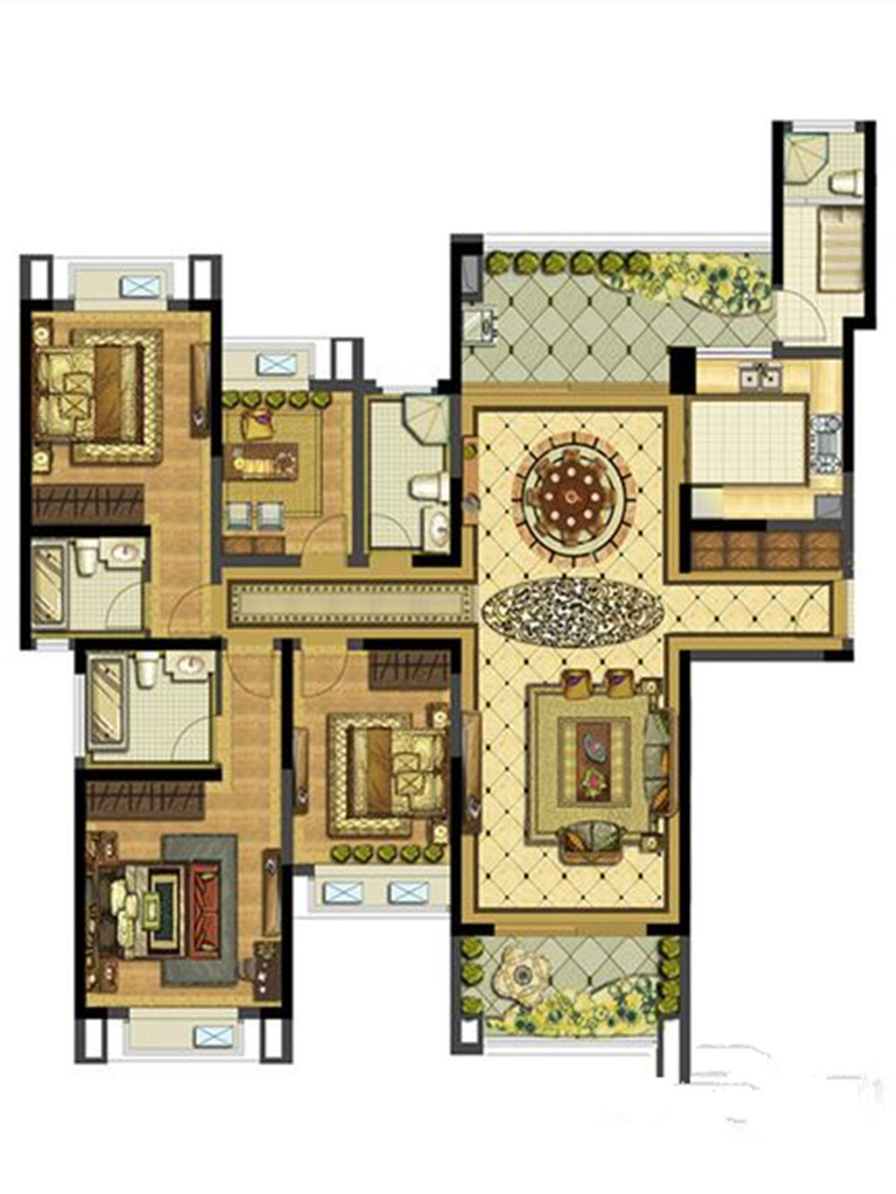 雅居乐滨江国际-四居室-228.00平米-装修设计